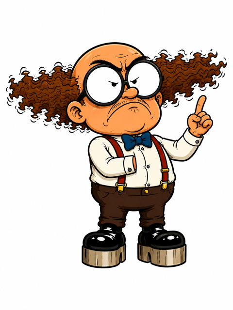 Barneby Fitch, the “Ranking Overcompensator” cartoon character from God vs the Devil, a 13+ animated comedy with adult crossover by Dr. K