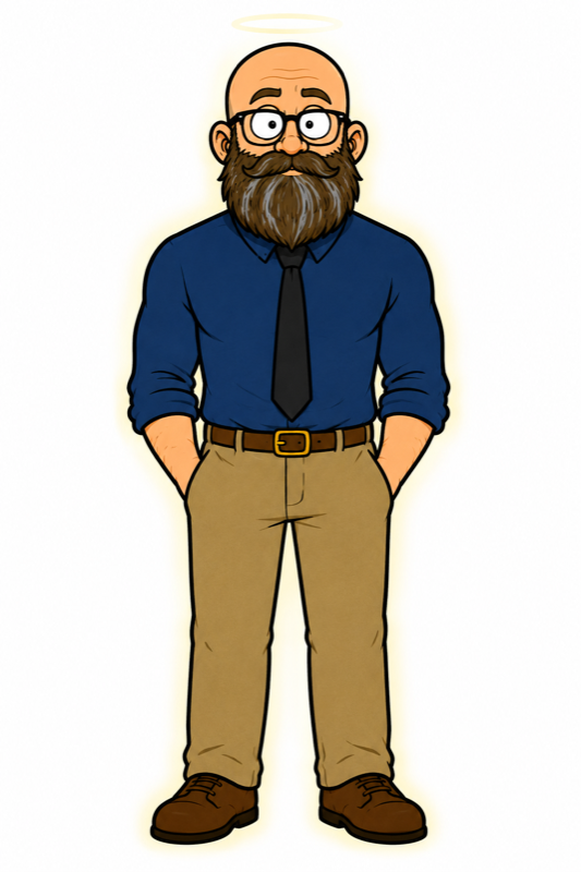 Dr. Fish, the “Recovering Black Ops PhD” cartoon character from God vs the Devil, a 13+ animated comedy with adult crossover by Dr. K